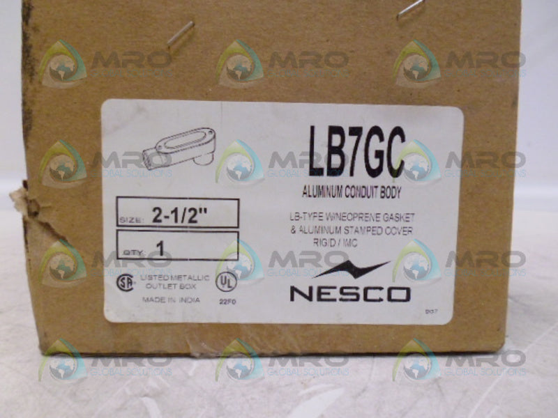 NESCO LB7GC ALUMINUM CONDUIT BODY 2 1/2" NSMP