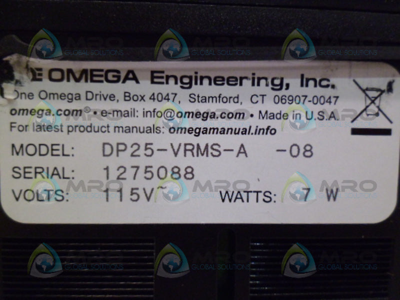OMEGA ENGINEERING DP25-VRMS-A-08 SCALABLE INDICATOR NSMP