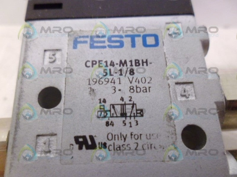 FESTO CPE14-M1BH-5L-1/8 SOLENOID VALVE *USED*