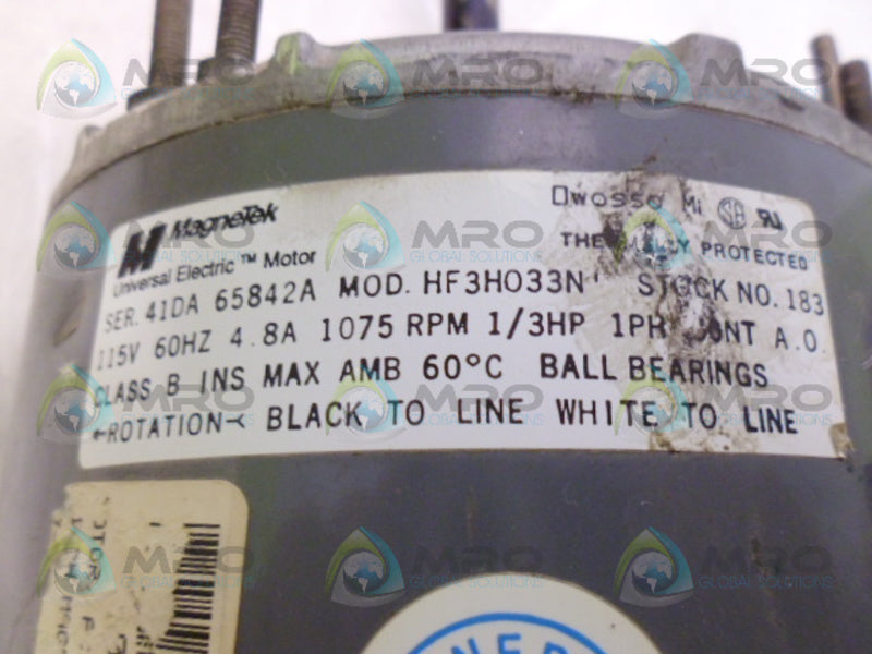 MAGNETEK HF3H033N MOTOR 1/3HP 1075RPM UNMP
