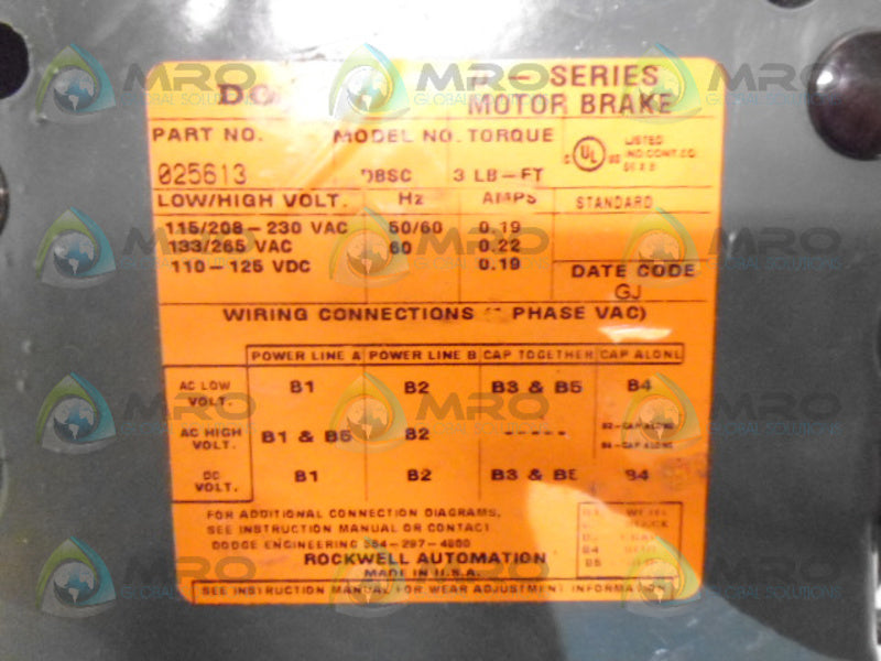 DODGE 025613 D-SERIES MOTOR BRAKE  NSNP