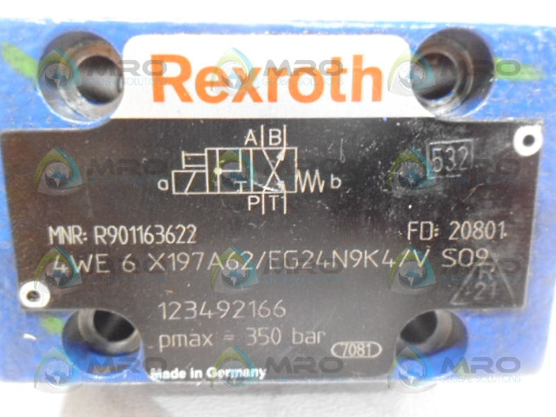 REXROTH 4WE6X197A62/EG24N9K4/VS09 DIRECTIONAL SOLENOID VALVE UNMP