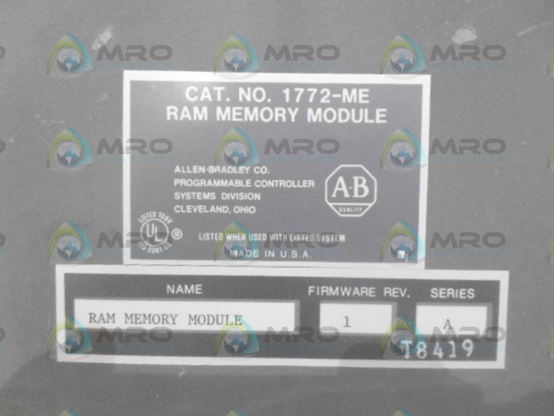 ALLEN BRADLEY 1772-ME SER. A F/W 1 RAM MEMORY MODULE UNMP