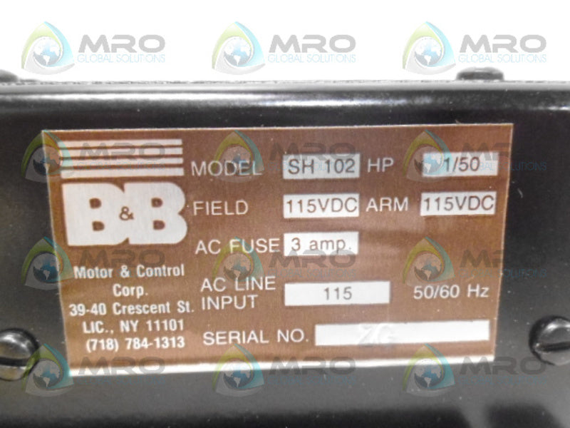 B & B SH102 NOVA MOTOR CONTROL NSMP