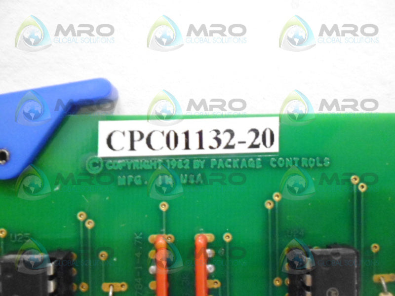 PACKAGE CONTROLS CPC01132-20 PC CONTROL BOARD UNMP