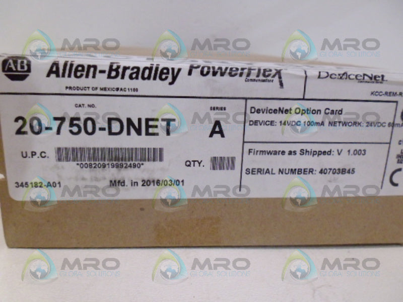 INDUSTRIAL SPARE PART 20-750-DNET SER. A F/W 1.003 DATE: 2016 NSFS
