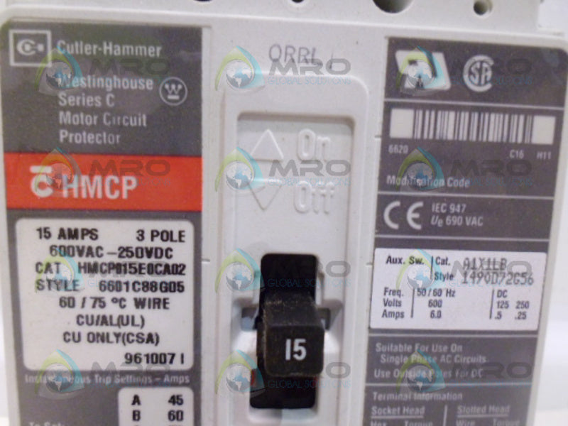 CUTLER HAMMER HMCP015E0CA02 15A NSMP