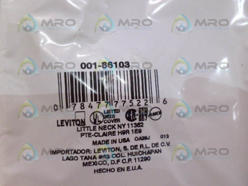 LEVITON 001-86103 RECEPTACLE WALL PLATE NSMP