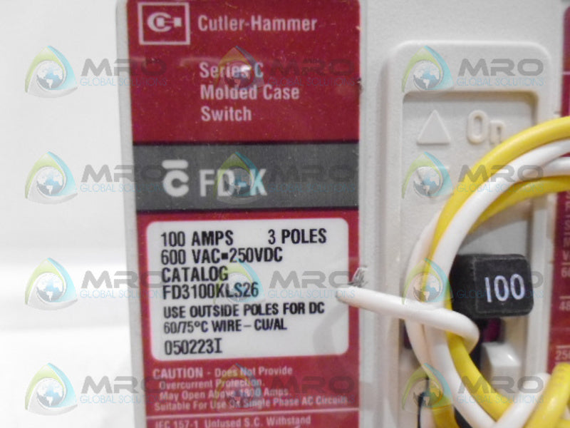 CUTLER HAMMER FD3100KLS26 CIRCUIT BREAKER NSMP
