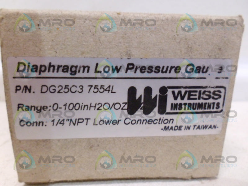 WEISS DG25C3-7554L PRESSURE GAUGE 0-100 NSMP