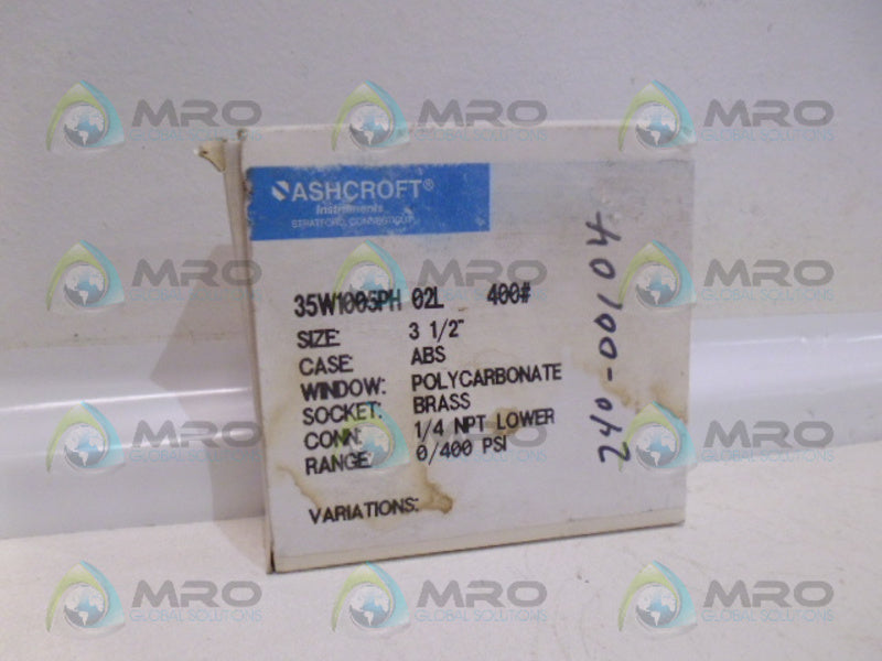 ASHCROFT 35W1005PH02L400# PRESSURE GAUGE NSMP