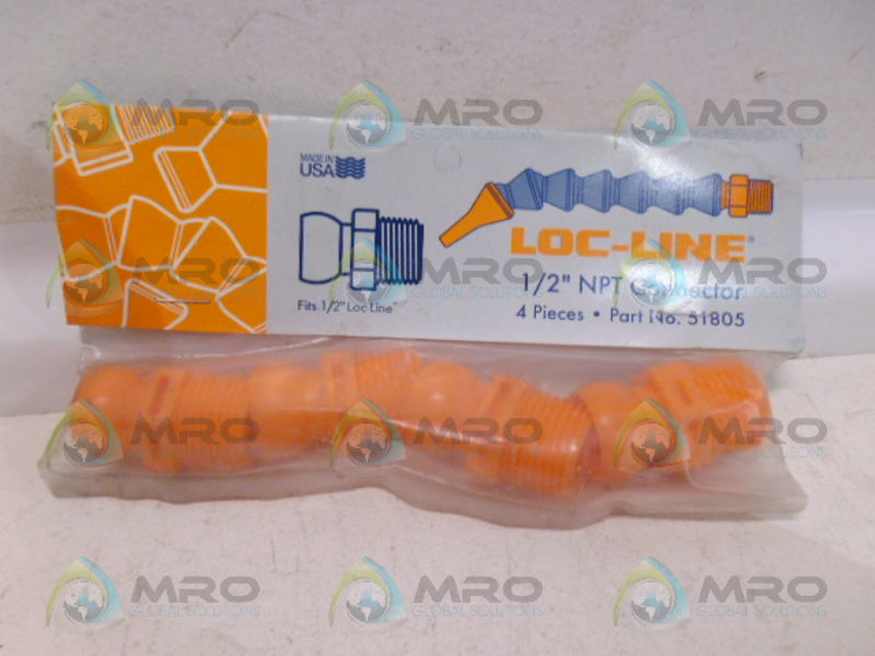 LOC-LINE 51805 NPT CONNECTOR 1/2" (PK OF 4) NSMP