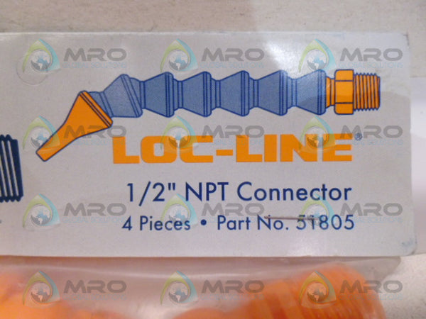 LOC-LINE 51805 NPT CONNECTOR 1/2" (PK OF 4) NSMP