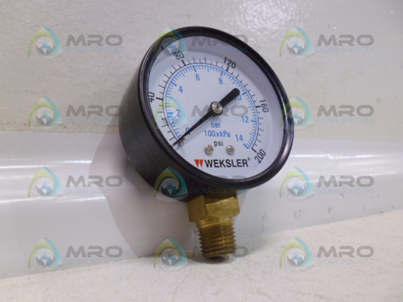 WEKSLER UA25E4L PRESSURE GAUGE 0-200 PSI 0-14 BAR NSMP