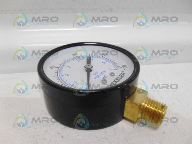 WEKSLER UA25C4L PRESSURE GAUGE 0-100 PSI 0-7 BAR NSMP