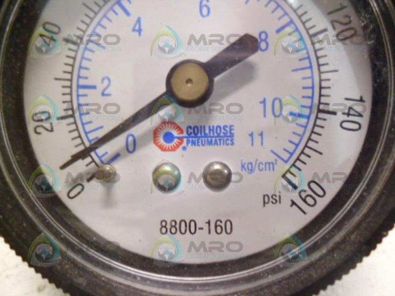 COILHOSE PNEUMATICS 8800-160 PRESSURE GAUGE 0-160 UNMP