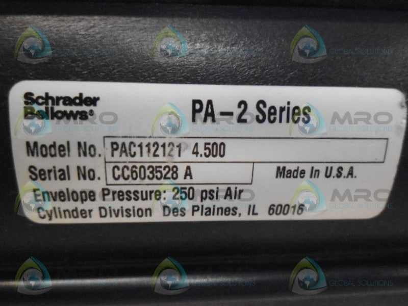 SCHRADER BELLOWS PAC1121214.500 PA-2 SERIES CYLINDER NSNP