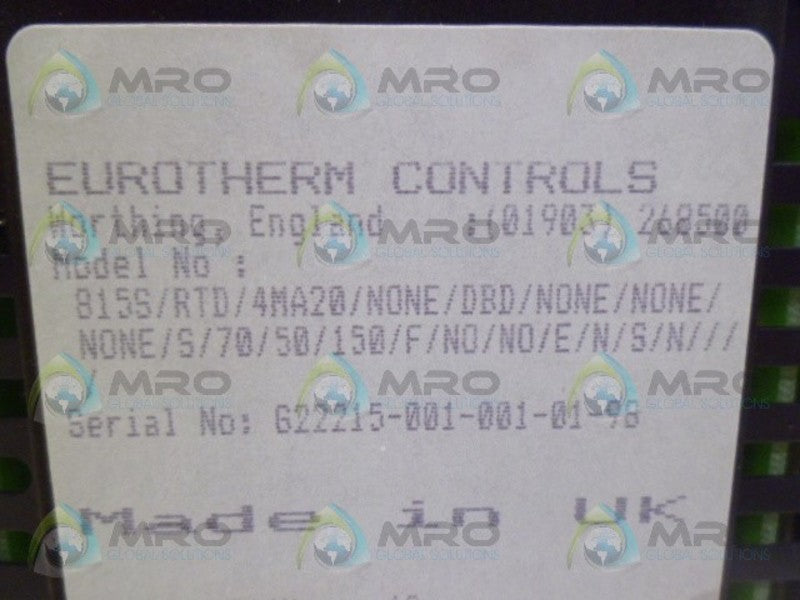 EUROTHERM 815S/RTD/4MA20/NONE/DBD TEMPERATURE CONTROLLER NSNP