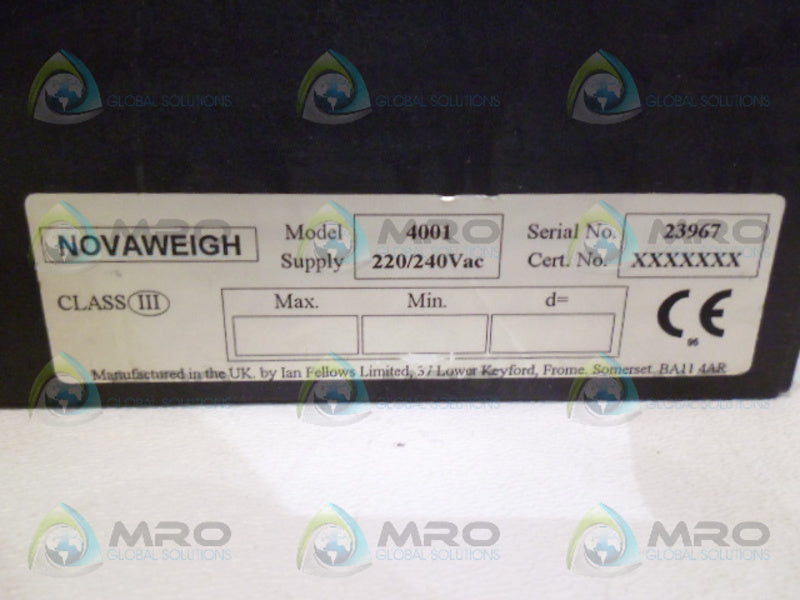 NOVAWEIGH 4001 DIGITAL CONTROLLER 220/240VAC UNMP