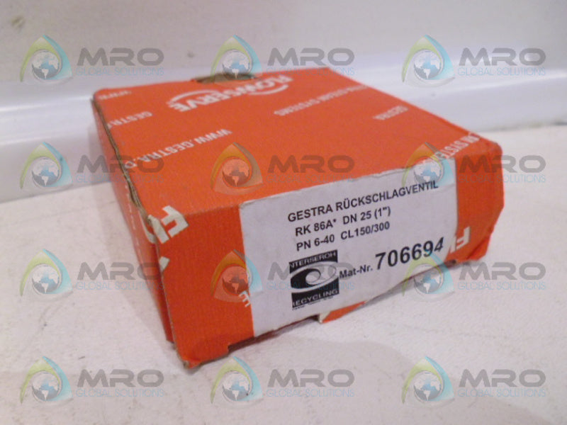 FLOWSERVE GESTRA RK86A DN25 PN40 1" CL15V300 NSMP