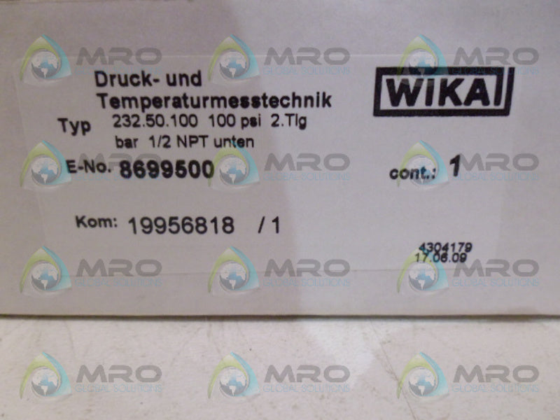 WIKA 232.50.100 PRESSURE GAUGE 0-100 NSMP