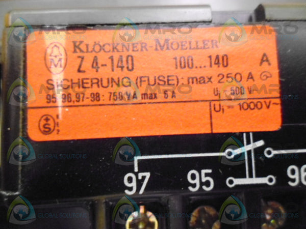 KLOCKNER MOELLER Z4-140 OVERLOAD RELAY UNMP