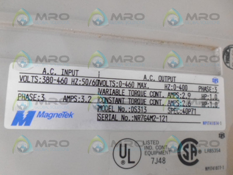 MAGNETEK DS313 VARIABLE FREQUENCY DRIVE (AS PICTURED) UNMP