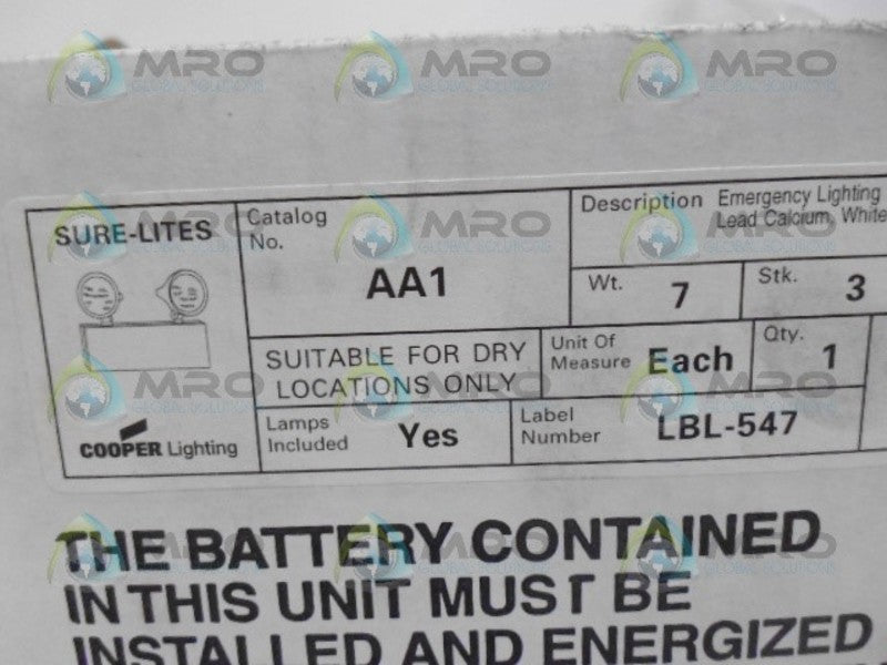 SURE-LITES AA-1 EMERGENCY LIGHTING UNIT NSMP