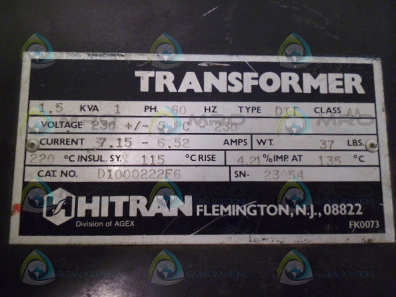 HITRAN D10000222F6 TRANSFORMER UNMP