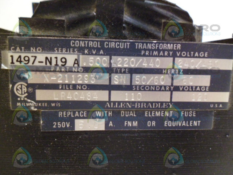 ALLEN BRADLEY 1497-N19 SER A TRANSFORMER  UNMP