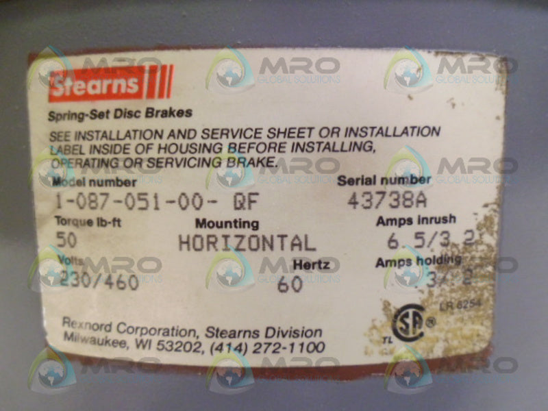 STEARNS 1-087-051-00-QF BRAKE ASSEMBLY UNMP