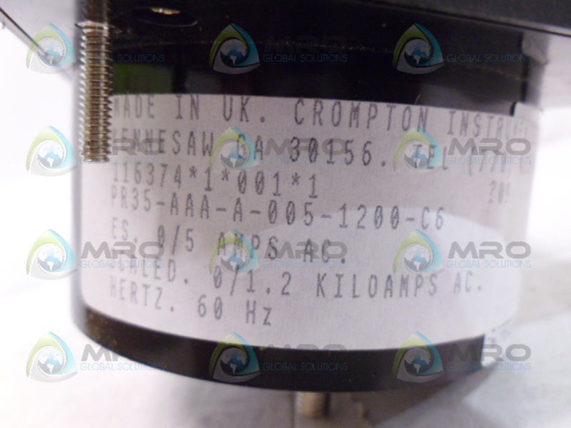 CROMPTON PR35-AAA-A-005-1200-C6 PRESSURE GAUGE (AS PICTURED) NSMP