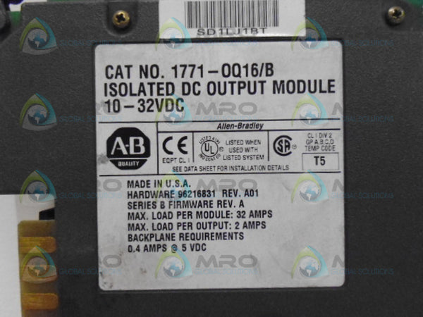 ALLEN BRADLEY 1771-OQ16 SER. B F/W A UNMP