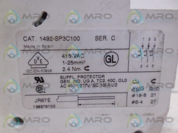 ALLEN BRADLEY 1492-SP3C100 SER C UNMP