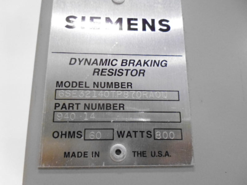 SIEMENS 6SE32140TP870RA0U BRAKING RESISTOR *USED*