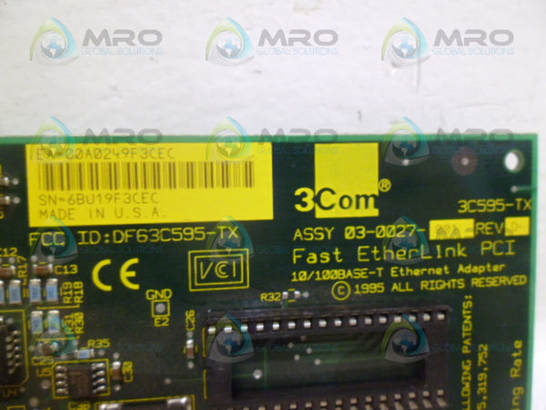 3COM 03-0027-001 ETHERNET ADAPTER UNMP