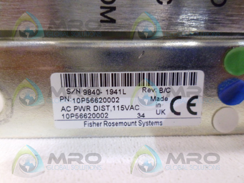 FISHER-ROSEMOUNT 10P56620002 AC ENTERANCE PANEL SIGNLE *USED*