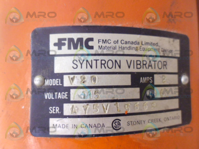 FMC V20 SYNTRON VIBRATOR (AS PICTURED) *USED*
