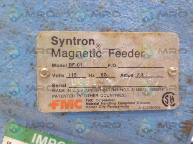 FMC BF-01C SYTRON MAGNETIC FEEDER *NEW*