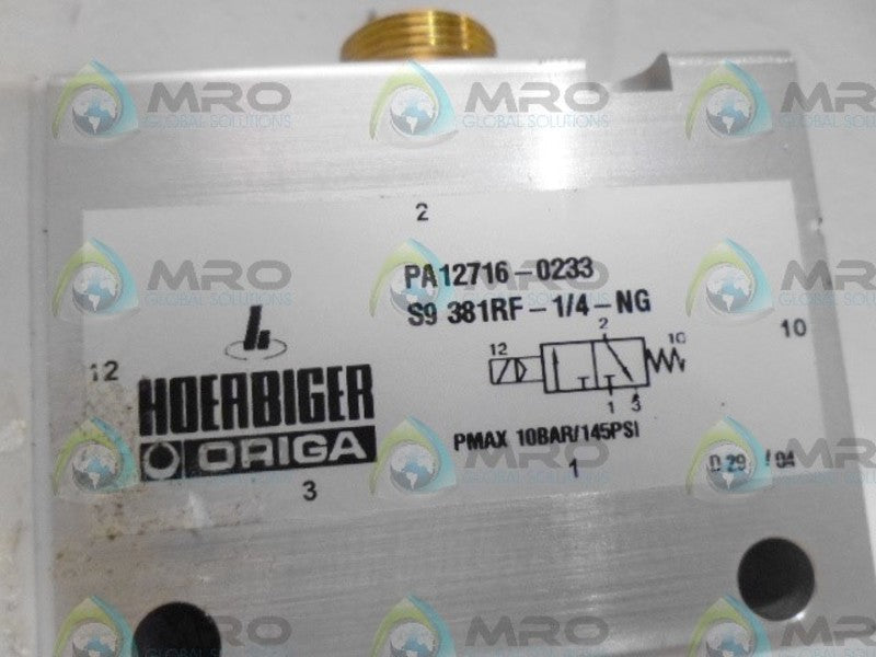 ORIGA PA12716-0233 HYDRAULIC VALVE NSNP
