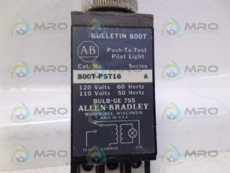 INDUSTRIAL SPARE PART 800T-PST16 SER. A RED PUSH TO TEST PILOT LIGHT UNMP