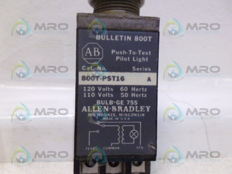 INDUSTRIAL SPARE PART 800T-PST16 SER. A PUSH TO TEST PILOT LIGHT (AS PICTURED) UNMP