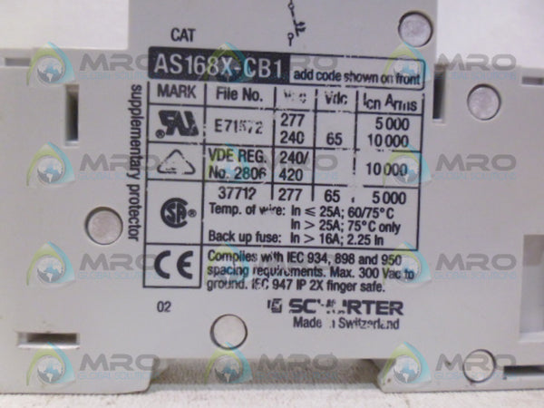 SCHURTER  AS168X-CB1G020 CIRCUIT BREAKER UNMP