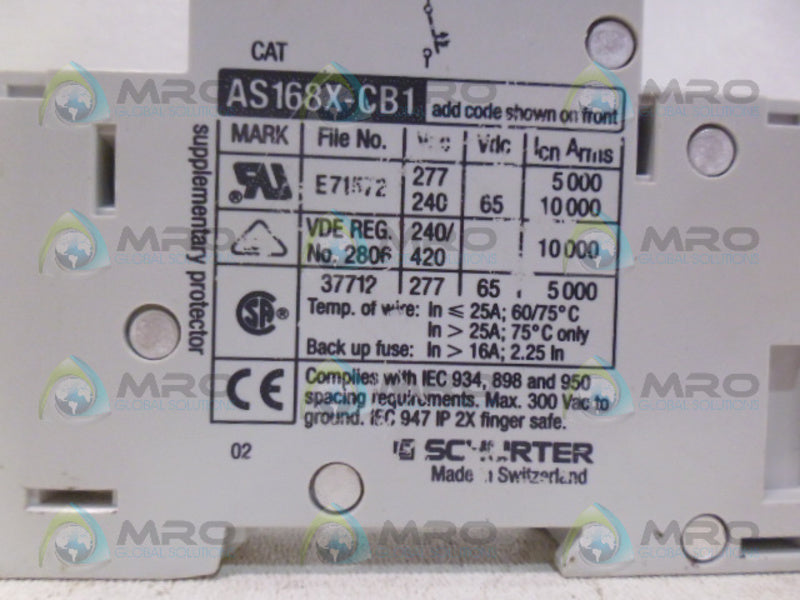 SCHURTER  AS168X-CB1G020 CIRCUIT BREAKER UNMP