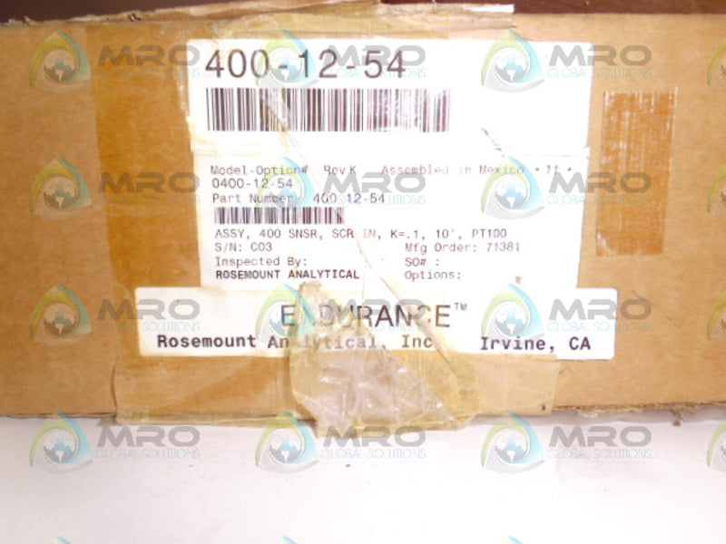 ROSEMOUNT 400-12-54 ENDURANCE CONDUCTIVE SENSOR *NEW IN BOX*