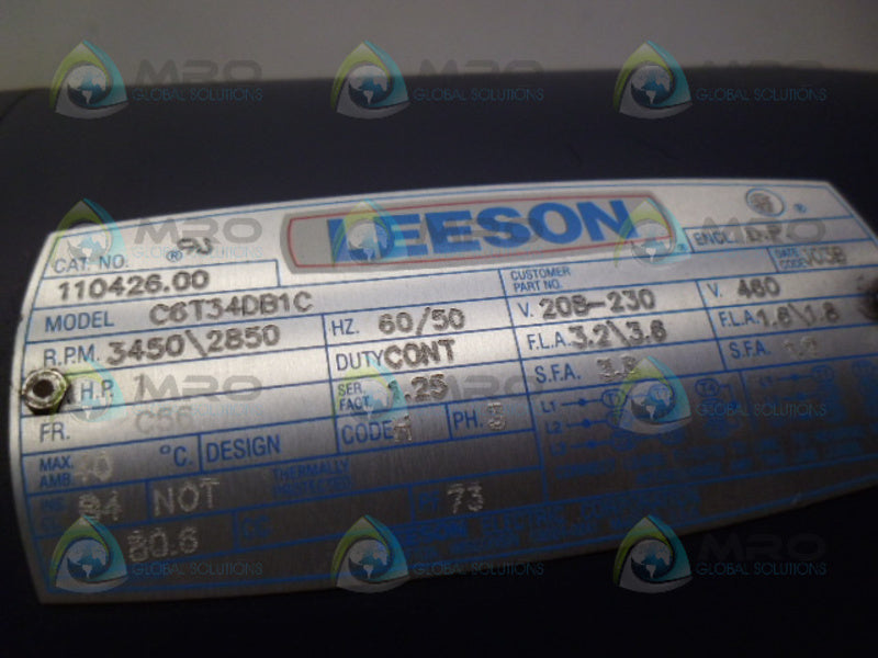 LEESON 110426.00 C6T34DB1C MOTOR 1 HP 3450/2850 RPM *NEW NO BOX*