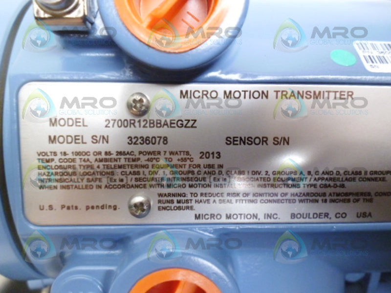 MICRO MOTION 2700R12BBAEGZZ TRANSMITTER *NEW IN BOX*