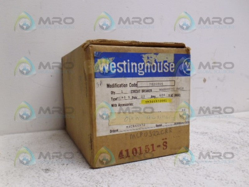 WESTINGHOUSE MCP0322CR-2A2B CIRCUIT BREAKER WITH AUX SWITCH *NEW IN BOX*