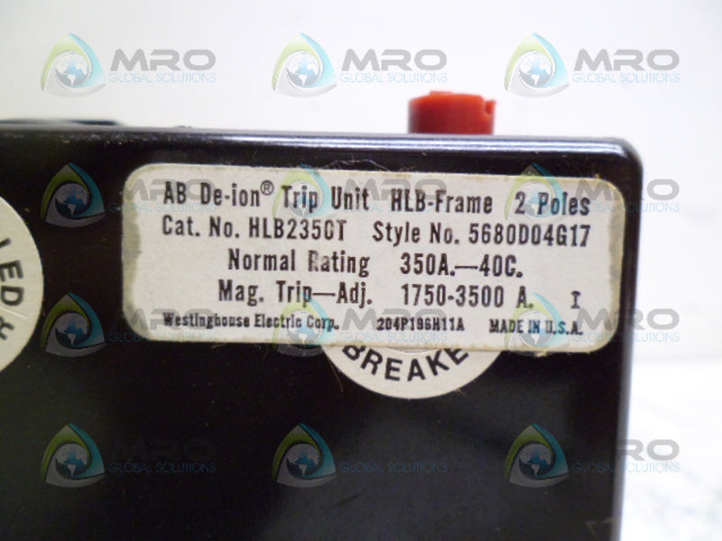 WESTINGHOUSE HLB2350T CIRCUIT BREAKER TRIP UNIT 350A *NEW IN BOX*