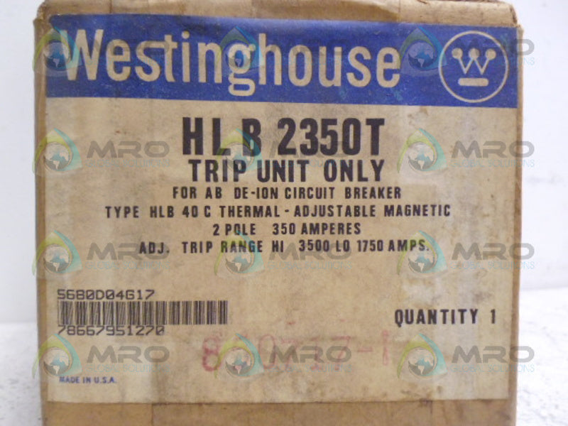 WESTINGHOUSE HLB2350T CIRCUIT BREAKER TRIP UNIT 350A *FACTORY SEALED*
